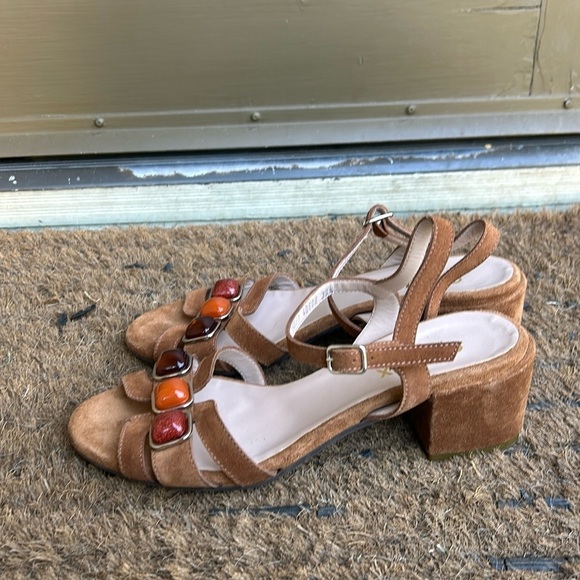 C. Doux Suede Sandals Made in Spain Bohemian Hippie Festival Summer Vacation - Picture 1 of 12